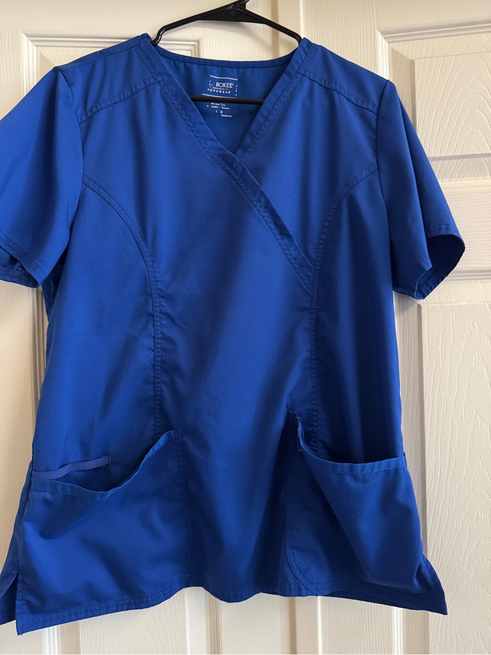 Cherokee Workwear Galaxy Blue Women's Crossover V-Neck Scrub Top